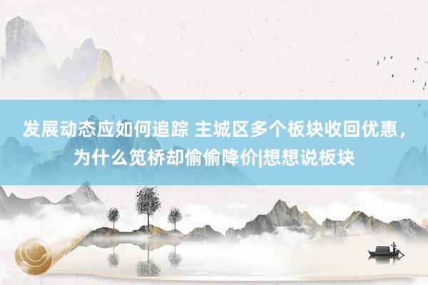 发展动态应如何追踪 主城区多个板块收回优惠，为什么笕桥却偷偷降价|想想说板块