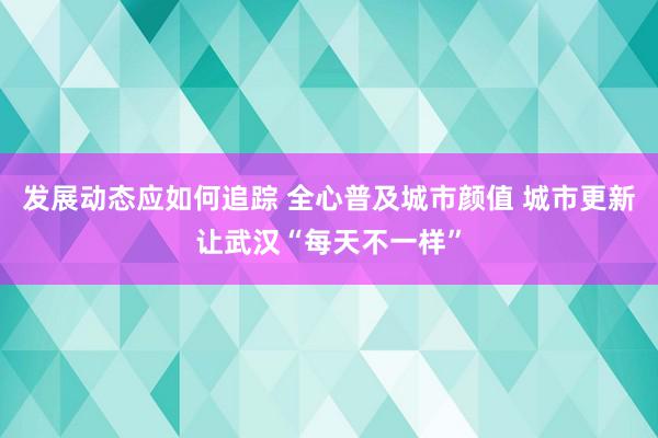 发展动态应如何追踪 全心普及城市颜值 城市更新让武汉“每天不一样”