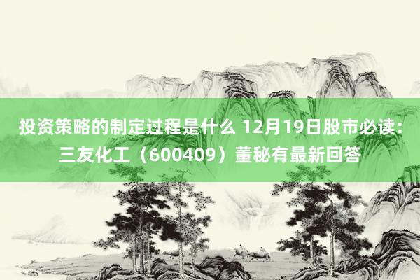 投资策略的制定过程是什么 12月19日股市必读：三友化工（600409）董秘有最新回答