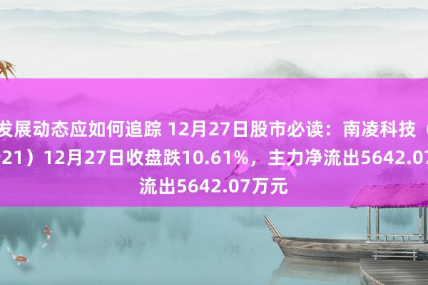 发展动态应如何追踪 12月27日股市必读：南凌科技（300921）12月27日收盘跌10.61%，主力净流出5642.07万元