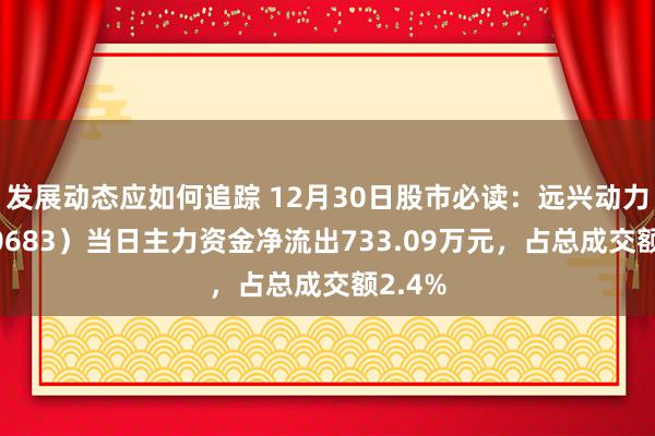 发展动态应如何追踪 12月30日股市必读：远兴动力（000683）当日主力资金净流出733.09万元，占总成交额2.4%