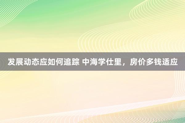 发展动态应如何追踪 中海学仕里，房价多钱适应