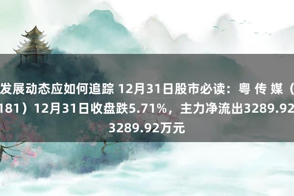 发展动态应如何追踪 12月31日股市必读：粤 传 媒（002181）12月31日收盘跌5.71%，主力净流出3289.92万元