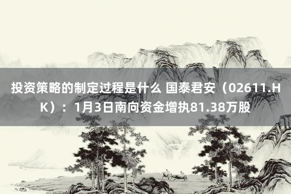 投资策略的制定过程是什么 国泰君安（02611.HK）：1月3日南向资金增执81.38万股