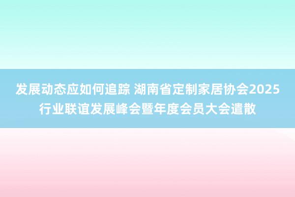 发展动态应如何追踪 湖南省定制家居协会2025行业联谊发展峰会暨年度会员大会遣散