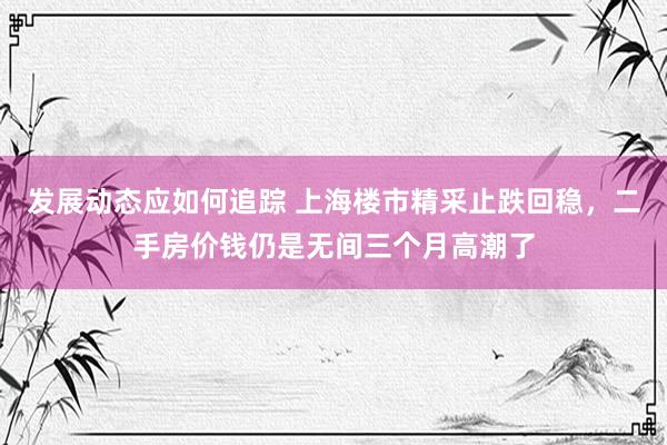 发展动态应如何追踪 上海楼市精采止跌回稳，二手房价钱仍是无间三个月高潮了