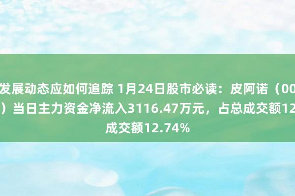 发展动态应如何追踪 1月24日股市必读：皮阿诺（002853）当日主力资金净流入3116.47万元，占总成交额12.74%