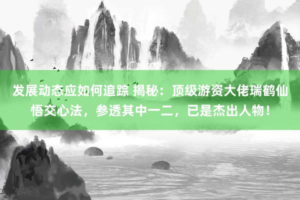 发展动态应如何追踪 揭秘：顶级游资大佬瑞鹤仙悟交心法，参透其中一二，已是杰出人物！