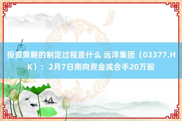 投资策略的制定过程是什么 远洋集团（03377.HK）：2月7日南向资金减合手20万股