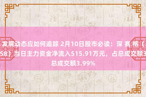 发展动态应如何追踪 2月10日股市必读：深 赛 格（000058）当日主力资金净流入515.91万元，占总成交额3.99%