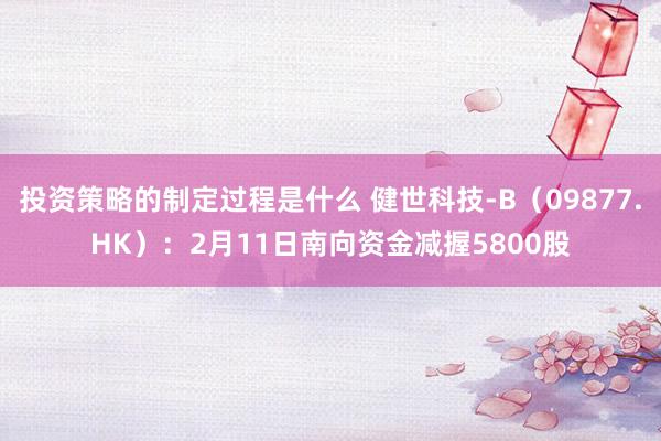 投资策略的制定过程是什么 健世科技-B（09877.HK）：2月11日南向资金减握5800股