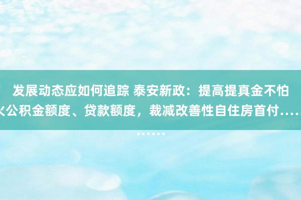 发展动态应如何追踪 泰安新政：提高提真金不怕火公积金额度、贷款额度，裁减改善性自住房首付……