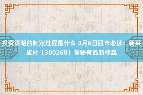 投资策略的制定过程是什么 3月6日股市必读：新莱应材（300260）董秘有最新修起