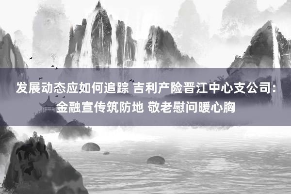 发展动态应如何追踪 吉利产险晋江中心支公司：金融宣传筑防地 敬老慰问暖心胸